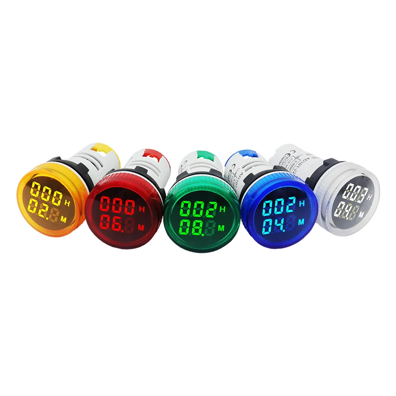 1PC Mini 22mm Round Digital Display LED Indicator Panel Timer Meter 0-999H 0-60M AC220-380V High Accuracy 3