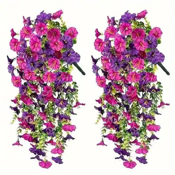 1pcs Artificial Morning Glory Wall Hanging Fake Flowers for Home Garden Decoration Hanging Flowers Wedding Party Decoration 1