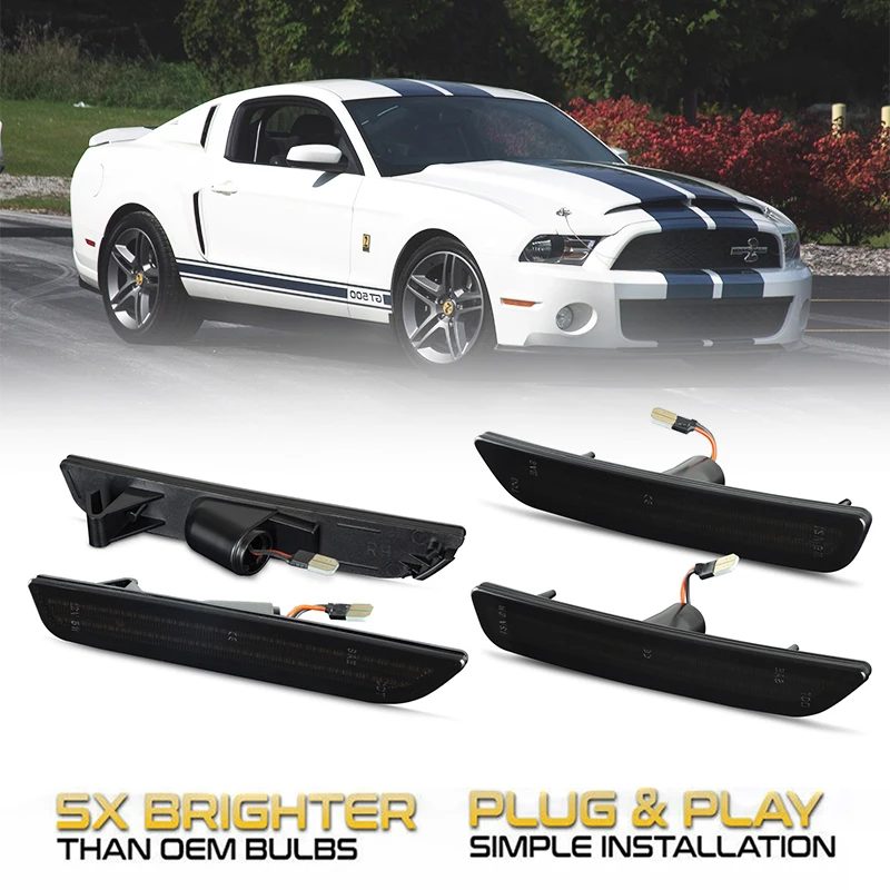 

Brand New LED Side Marker Light Amber & Red & White canbus No Error DIY Install Fit For 2010-2014 Ford Mustang Smoked LED Light