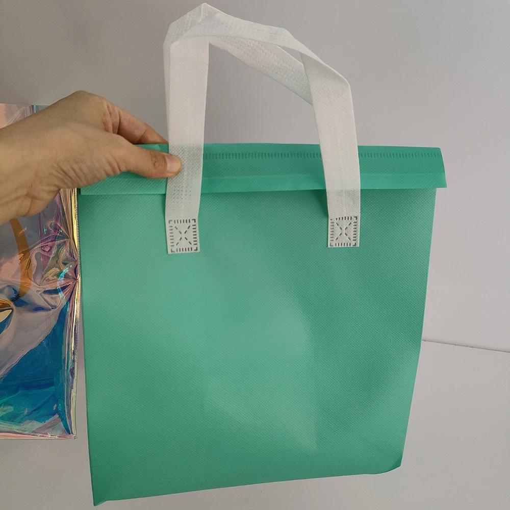 500 개/몫 테이크 아웃 점심 물고기 커피 피크닉 여행 프로 모션에 대 한 사용자 지정 인쇄 휴대용 비 짠 직물 절연 쿨러 가방