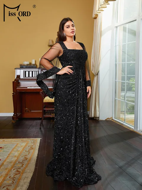 Missord vestido de noche de sirena de talla grande, cuello