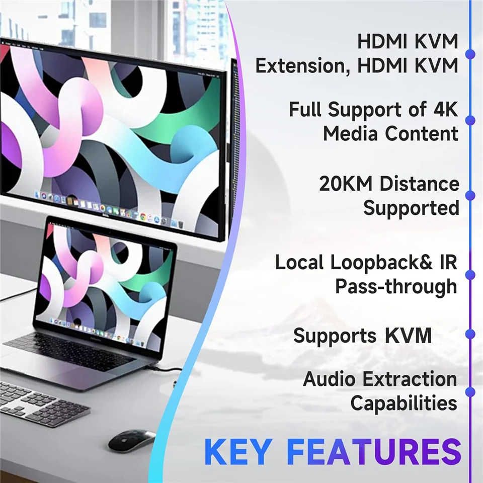 20KM 1080P 120Hz HDMI Fiber KVM Extender 4K 60Hz HDMI Over Fiber Optic Converter