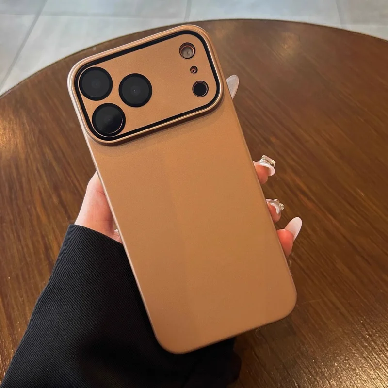 Luxury Matte Slim Hard PC Shockproof Phone Case with Glass Lens Camera Protection