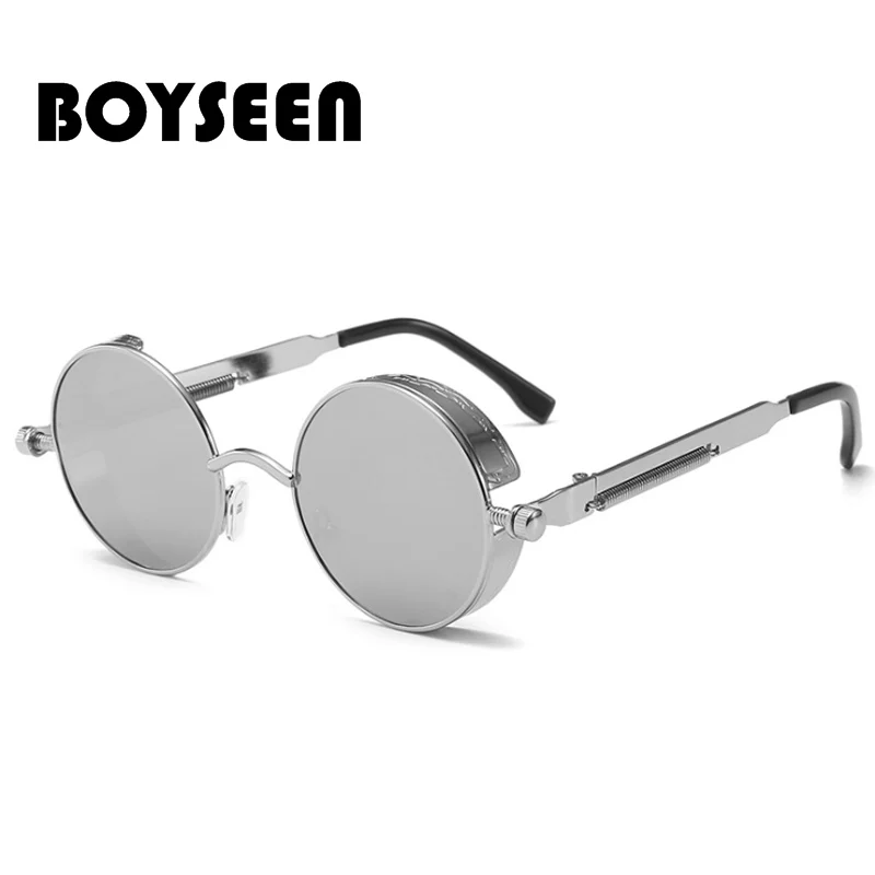 BOYSEEN 2025 Vintage Steampunk Sonnenbrille Frau Männer Runde Luxus Metall Retro Sonnenbrille Hiphop Stil Brillen UV400