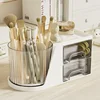 1pc 360-Degree Rotating Desk Organizer with Drawer - PET Pen Holder & Stationery Storage Box  multifunctional makeup storage box 1