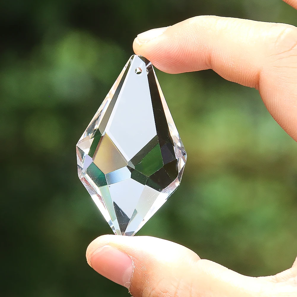 2pcs 50mm Clear Crystal Arrowhead Prism Charm Faceted Glass Craft Window Hanging Home Lamp Part Suncatcher Bird Repeller Pendant