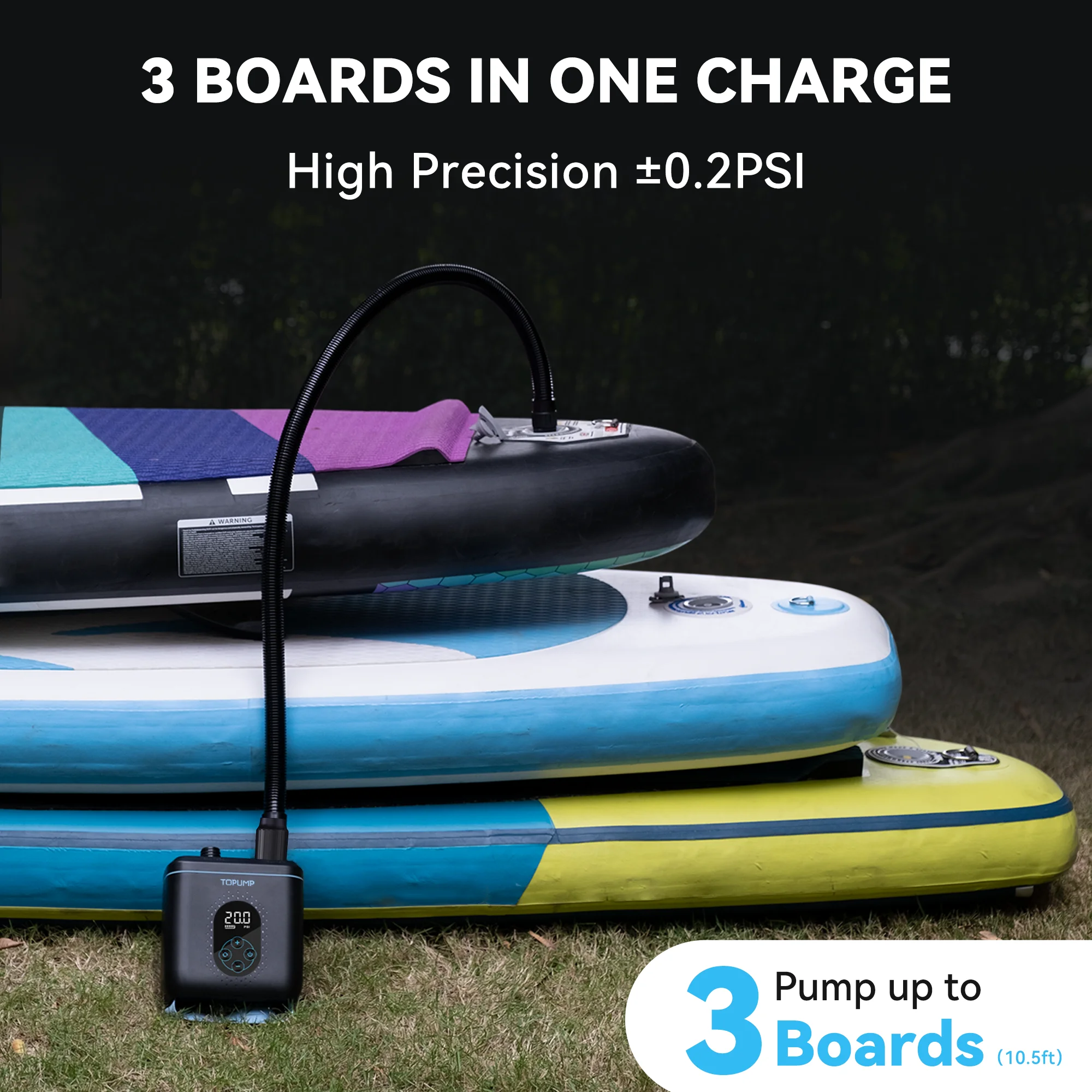 Gonfleur électrique sans fil 20PSI haute vitesse double stage pour kayak gonflable, SUP et paddle board