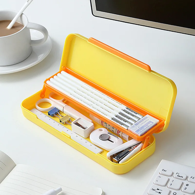 Multifunctional Double Layer Pencil Case pencil cases stationery box Large Capacity Office School Student Pen Stationery Storage Box Organizer 필통 , astuccio