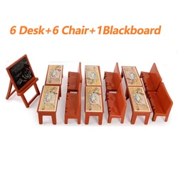 Mini Classroom Playset: Dollhouse Furniture & Accessories (Brown Desk)