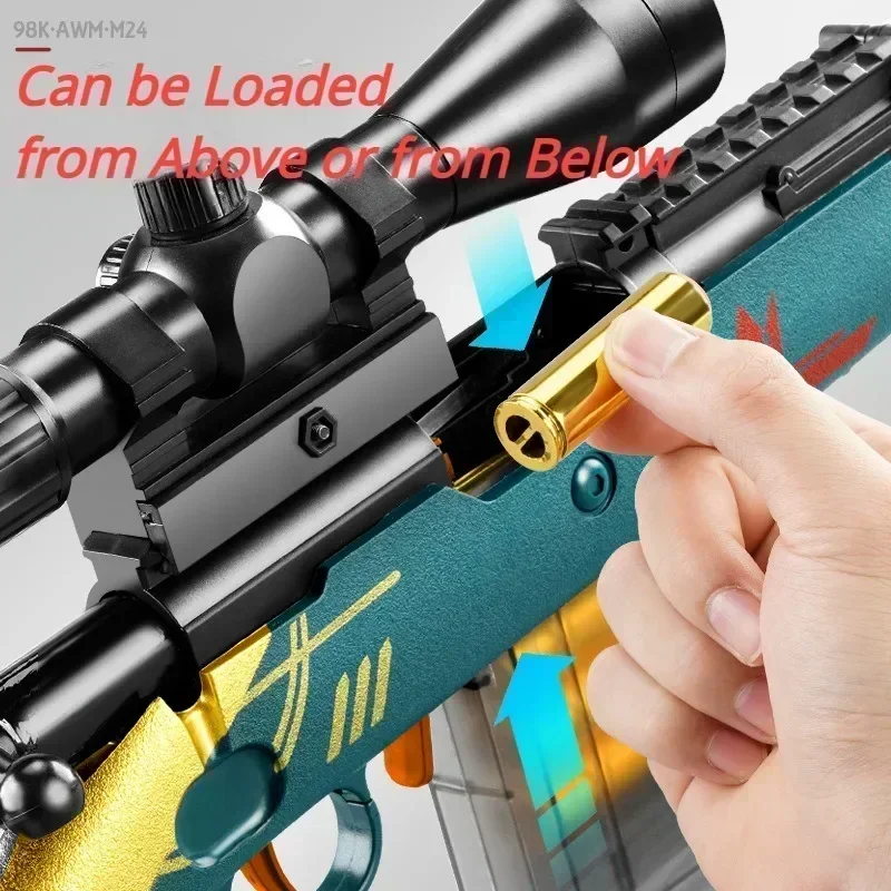 DIY Sniper Rifle Soft Bullets with Scope Manual Shell Ejection Toy Gun Outdoor Cs Game Prop Toy for Adult Boys Birthday Gift 2