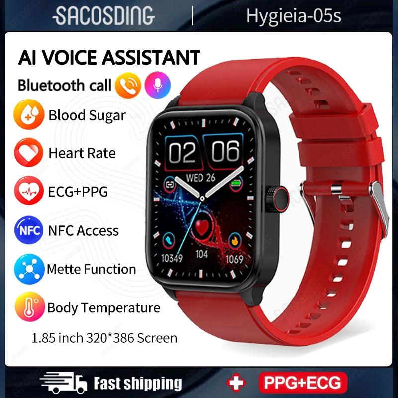 

NFC Bluetooth Call Health Blood Sugar Smart Watch Men ECG+PPG Precision Body Temperature Heart Rate Monitor Smartwatch HRV Watch