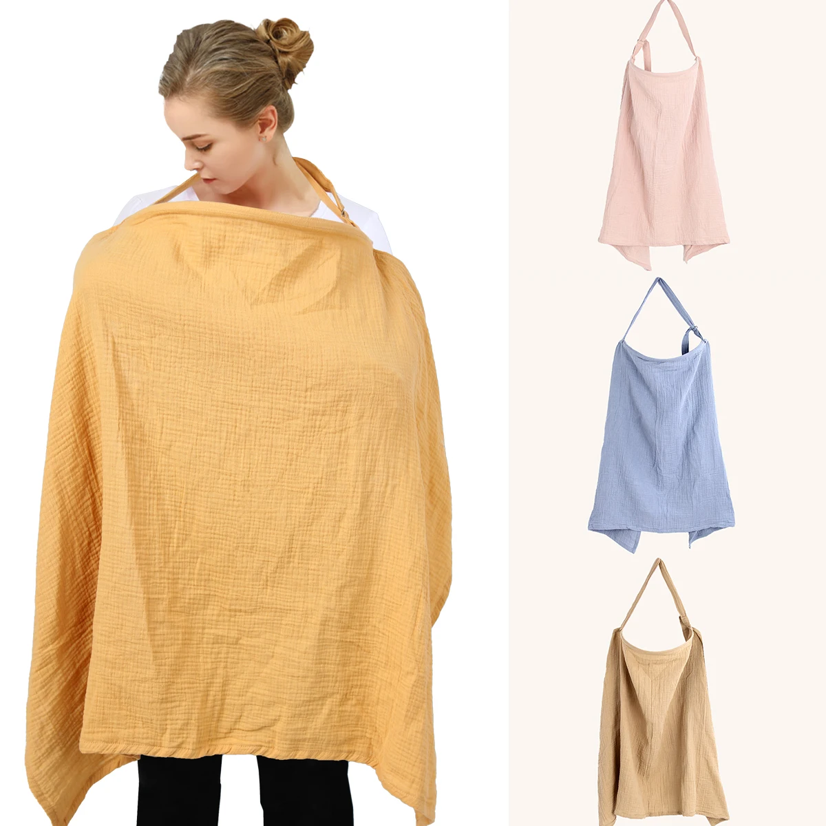 Mommy Outdoor Nursing Towel Clothes Multifunctional Cover Scarf Anti-Exposure Feeding Clothes Breathable Muslin Gauze Fabric