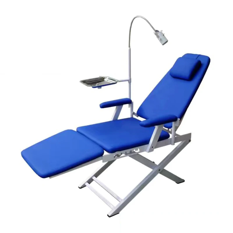 NEW Dental Folding Chair Portable Unit with Air Turbine Unit with LED Oral Light Lamp with Water Flushing Movable light chair