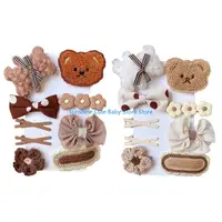 C5AF 9pcs/set Kid Hair Clip set Girl Hair Clip Set Bow Barrettes Bear Hair Clip For Girl Hair Barrettes Flower Hair Clip