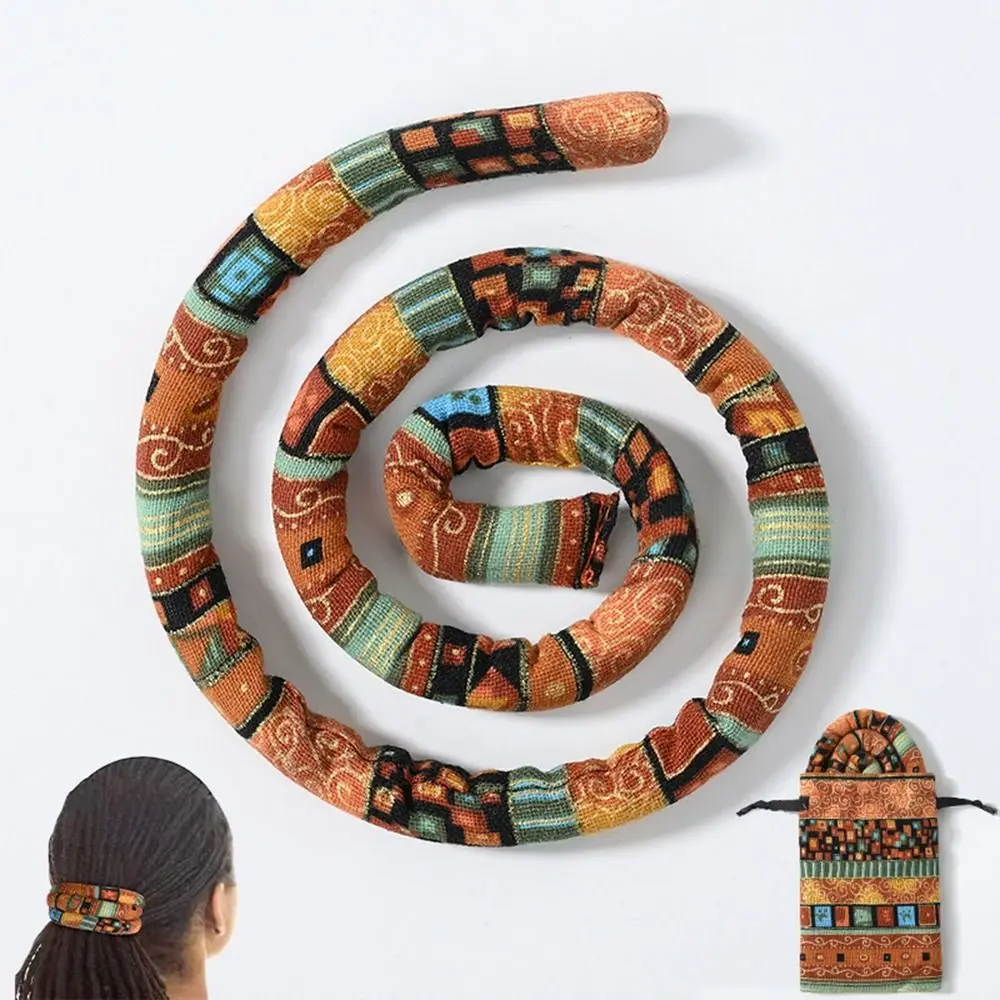 

Long Ponytail Holders Printing Women Hair Band Spiral Lock Hair Ties Bendable Dreadlocks Ethnic Style Hair Rope