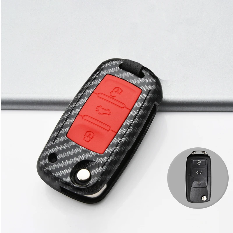 Carbon Fiber ABS Car Key Cover Case - Sleek and Durable Design