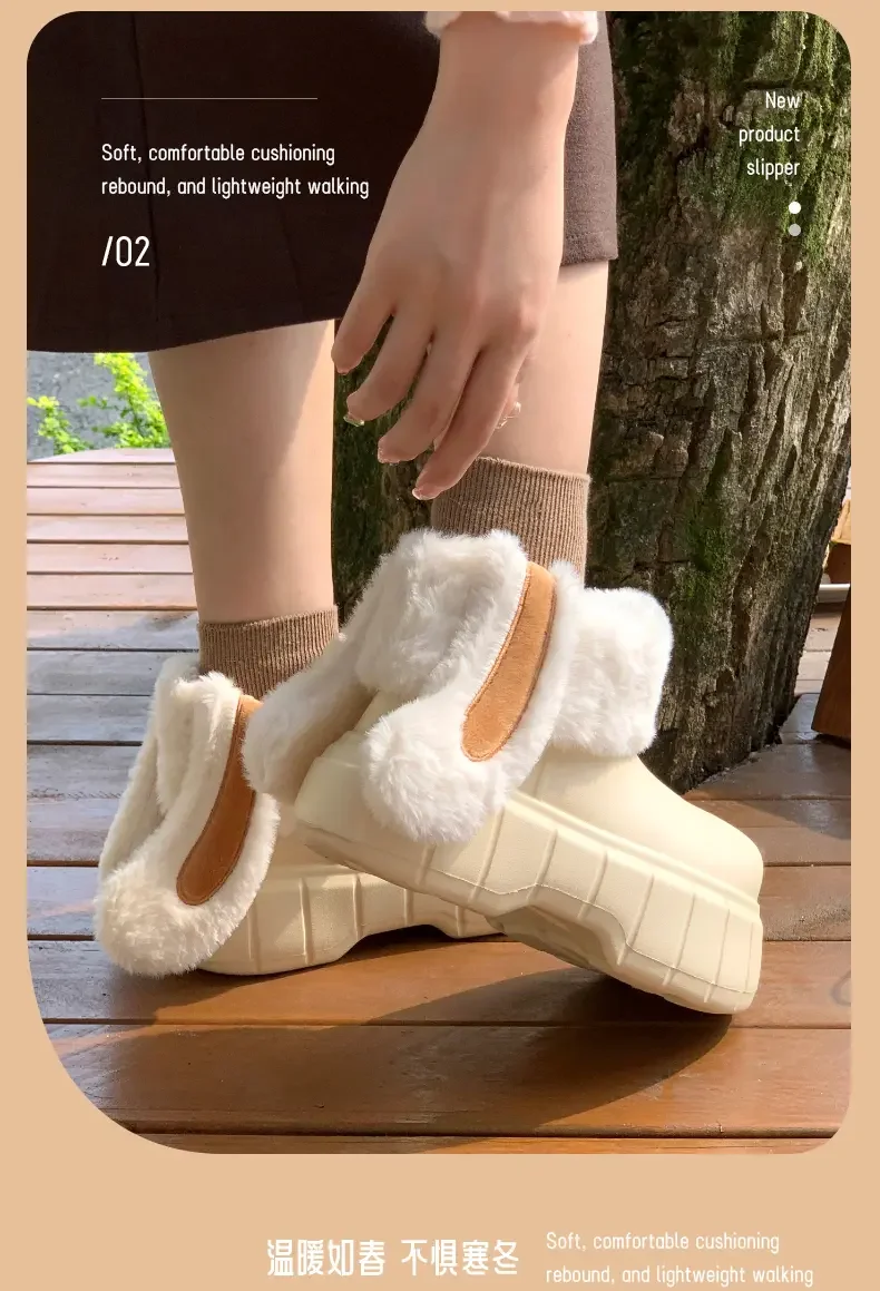 2023 Women's Winter New High Top Casual Boots Thick Bottom Non Slip Plush Warm Casual Cotton Boots Lovely Cartoon Snow Boots