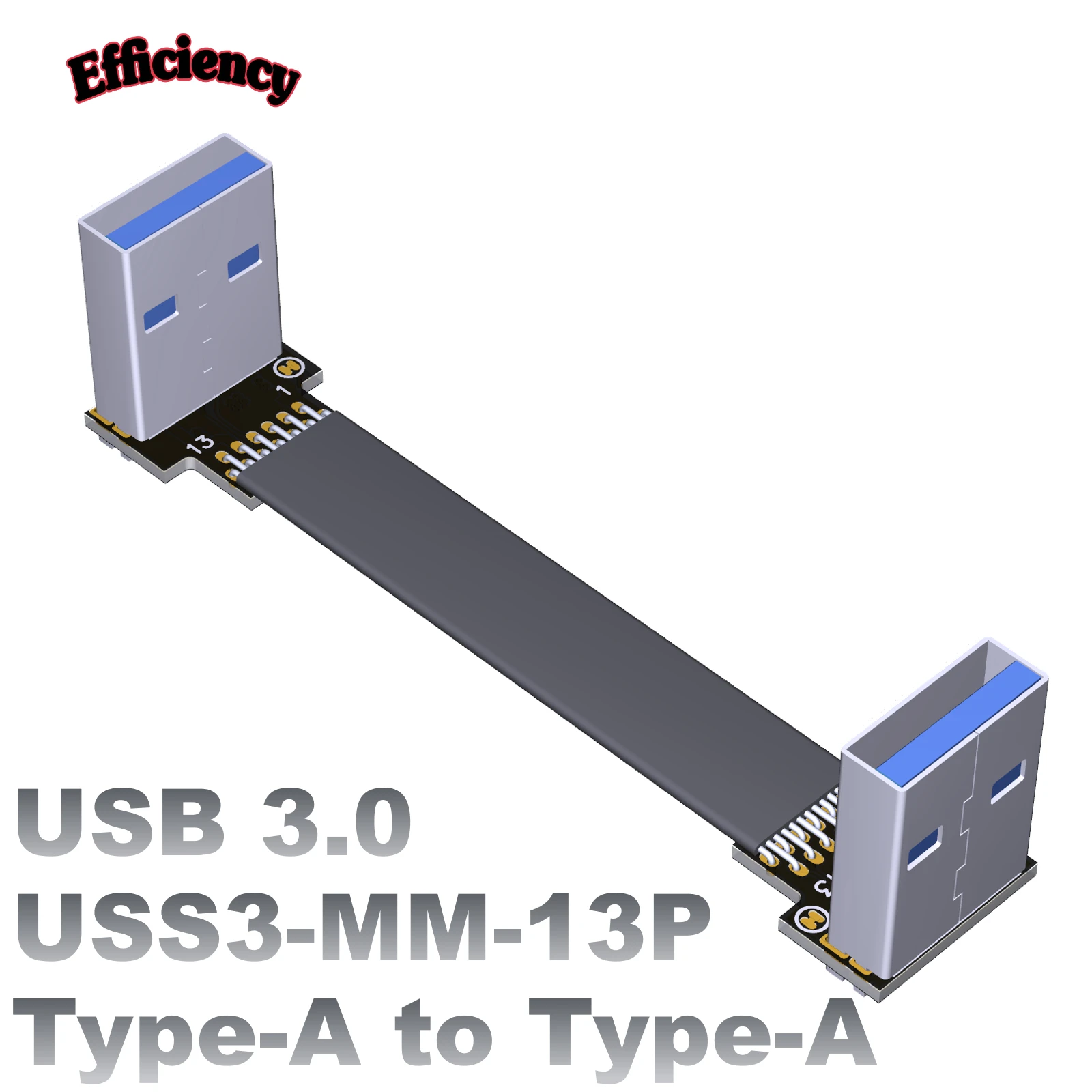 

USB3.0 Male To Male Lightweight Flat Adapter Data Extension Cable Type-A Double Corner Customization