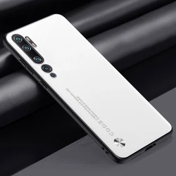 Luxury PU Leather Matte Silicone Phone Case - Premium Protection Back Cover for Mi CC9 Pro (WHITE)