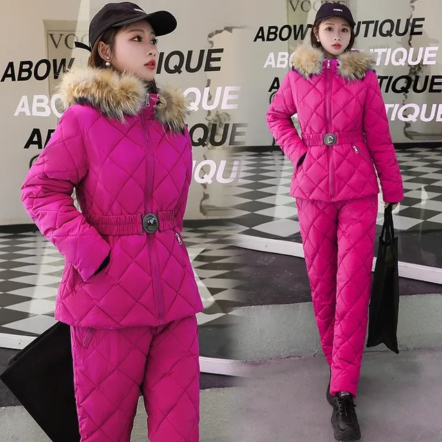 Ropa de invierno Mujer Mono de esquí rojo Mono de esquí Traje de nieve de  invierno