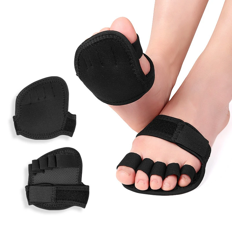 

6pieces=3pairs Hallux Valgus Feet Care Five-Finger Half-Palm Yoga Socks Overlapping Toe Splitter Wear-Resistant Forefoot Pads