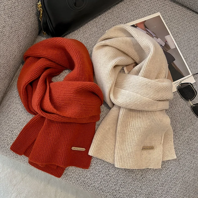 100% Wool Scarf Women Winter Soft Knitted Scarf Girls Korean High Quality Warm Student Neck Protection Shawl Fashion Long Scarf
