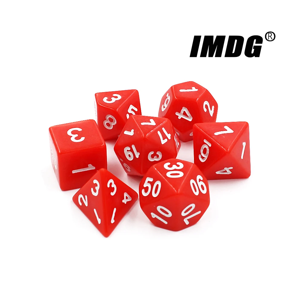 IMDG 7pcs/set RPG Game Dice Polyhedron Acrylic DND Solid Color Multicolor Digital Cubes acrylic dice,game dice,dice set