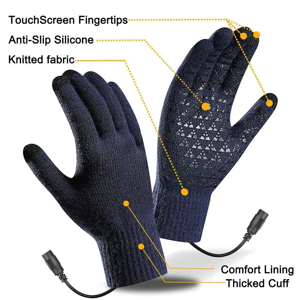 Warm Electric Heated Gloves Creativity Non-Slip Knitting USB Heated Gloves Touch Computer Gloves Cycling Gloves Men Women