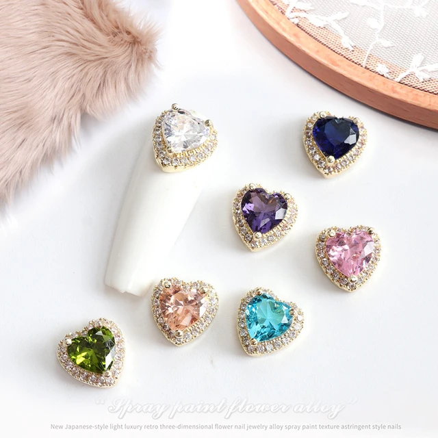 25pcs /lot Nail Parts Heart Diamond Love Glass Diamond Rhinestone Heart  Shaped Nail Jewelry Flat Diamond Nail Art Decoration