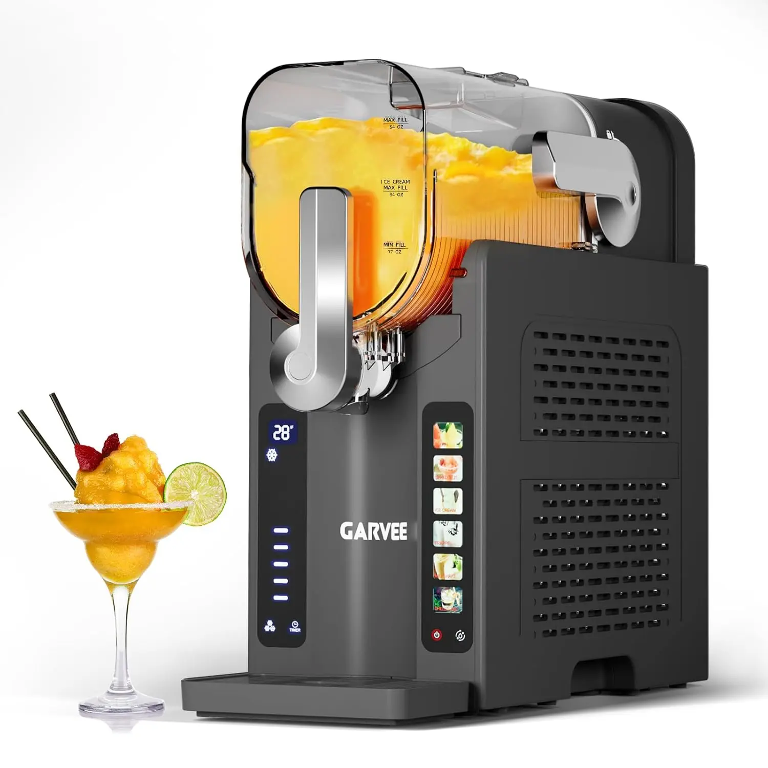 Slushie Machine for Home No Ice Needed,Frozen Drink Maker with LED Display & 6 Pre-Set Programs,Quiet Compressor Slushy Machine