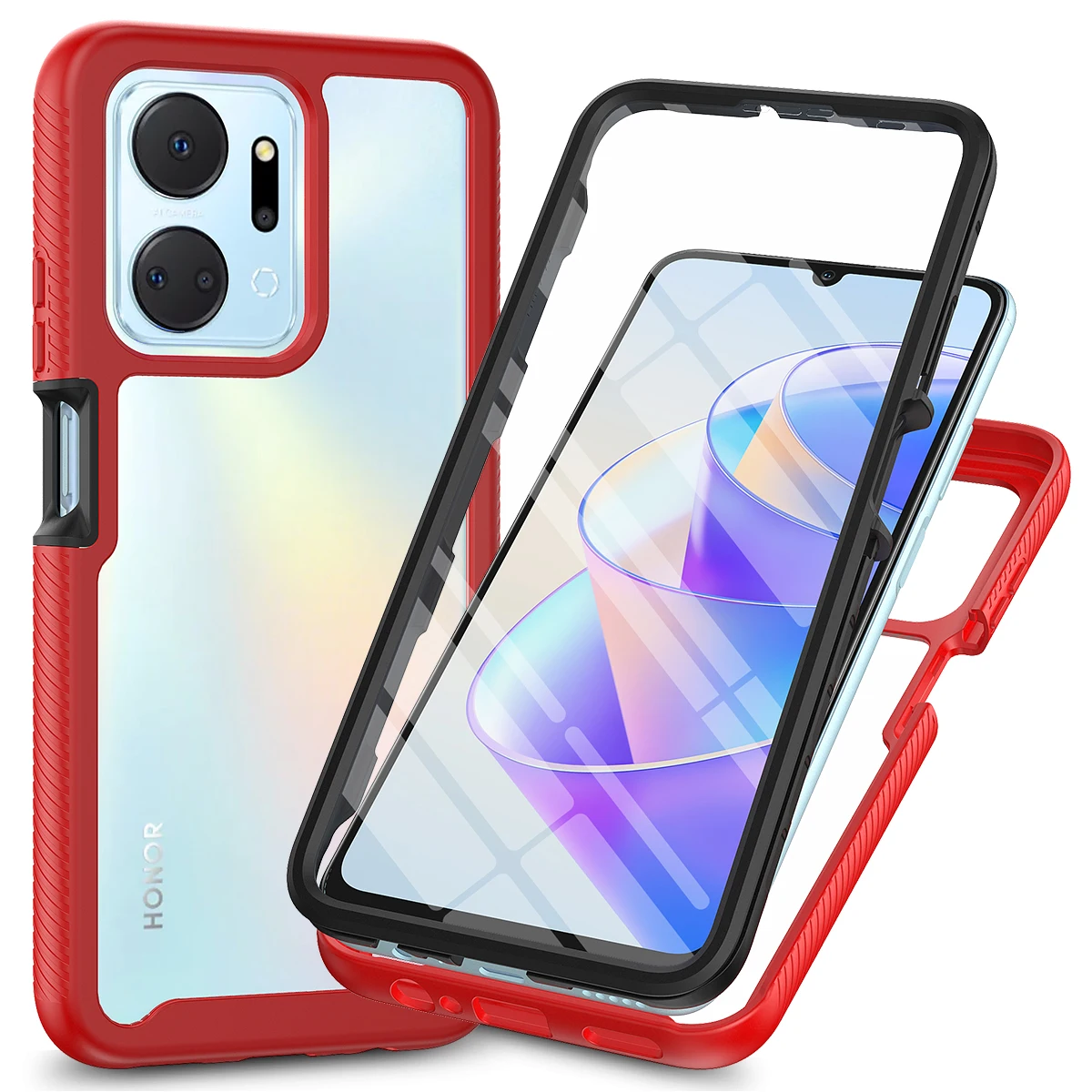 Shockproof Clear Phone Case with Built-in Screen Protector and Rugged TPU Bumper