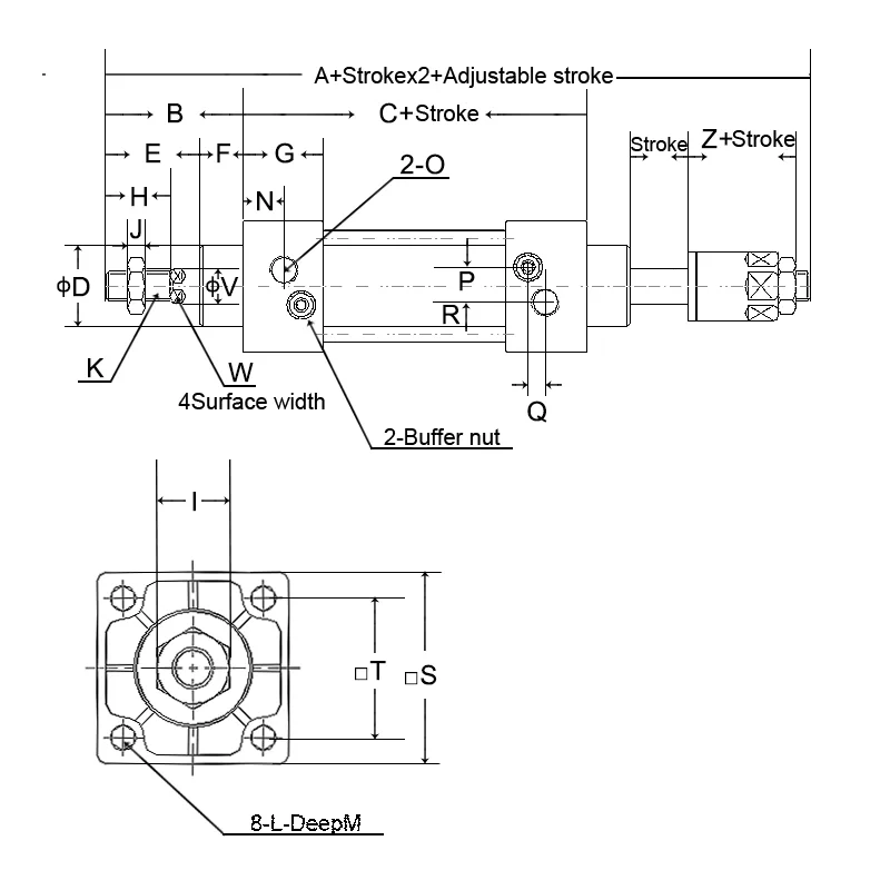 SCJ32 40 50 63 80 100 125mm Bore Adjustable Stroke Aluminum Alloy Double Acting Piston Tools Standard  Air Pneumatic Cylinder