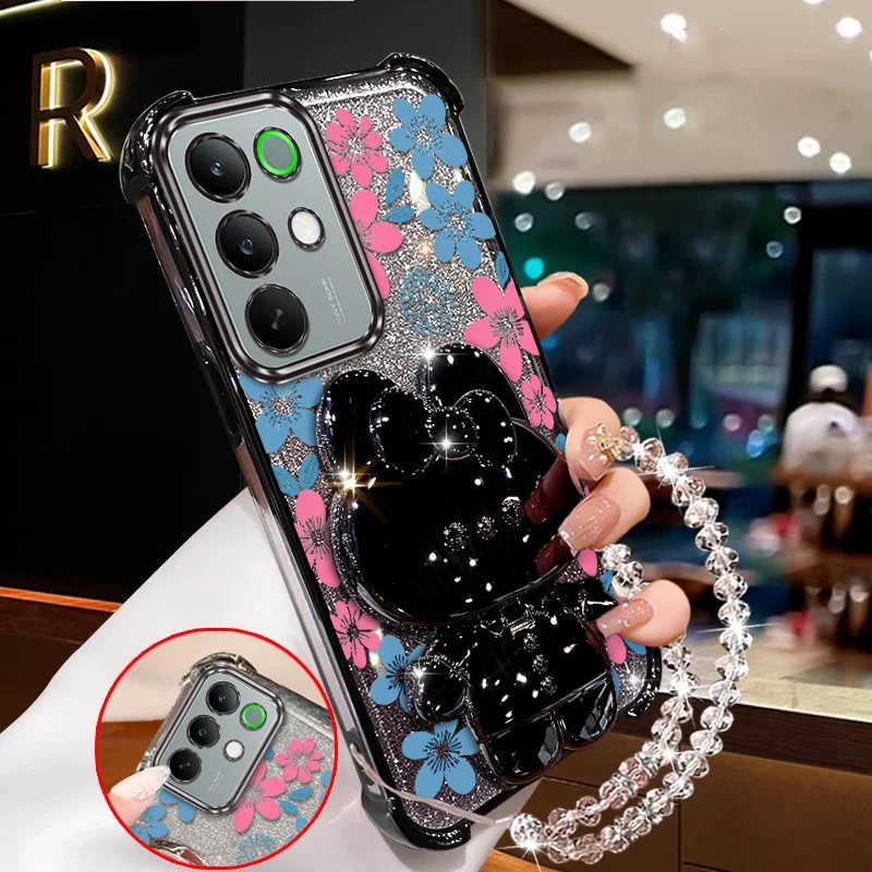 Bright Flowers Phone Case Set with Lanyard and Stand - 3 Piece Set