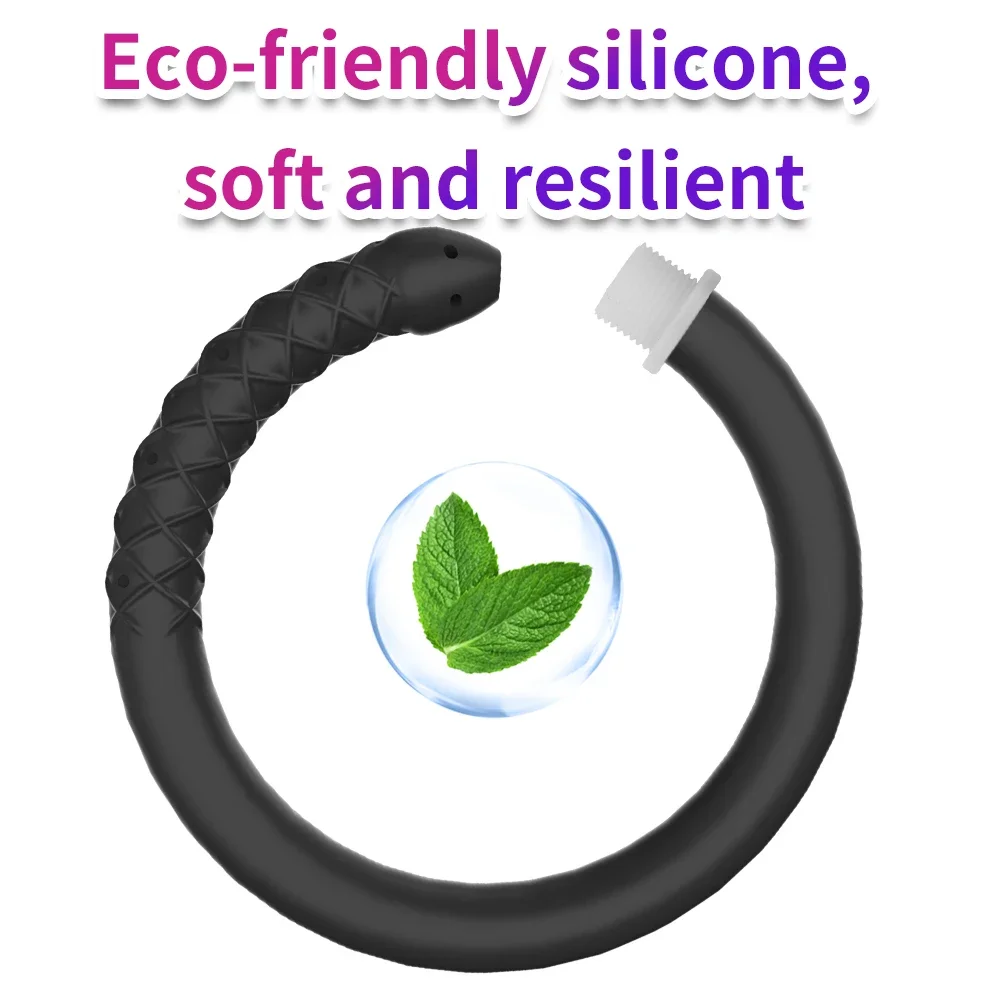 Silicone Long Enema Tube Cleansing Erotic Sex Toy for Couples Anal Toy with Water Outlet Anal Vaginal Douche Butt Syringe Shower