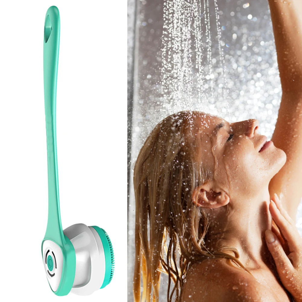 Electric Back Scrubber Multifunctional Spinning Spa Brush Rechargeable Long Handle with 5 Brush Heads Bathroom Bath Showers Tool