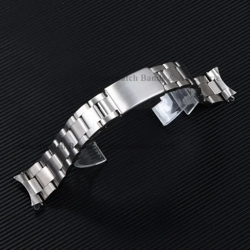 Premium Curved End Stainless Steel Watch Strap with Folding Bracelet