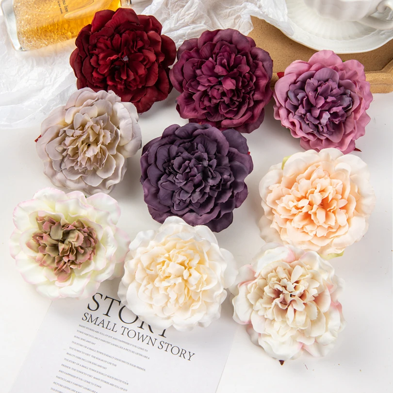 

100Pcs Silk Dahlias Artificial Flowers Home Decor Wedding Diy Rose Arch Christmas Garland Material Fake Peony Bridal Accessories