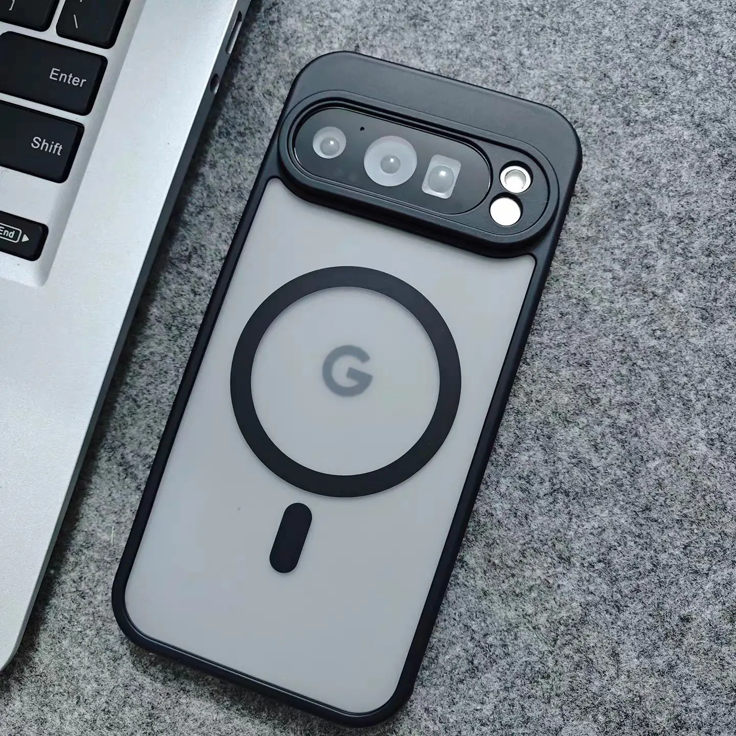 Luxury Matte Shockproof Magnetic Case with Clear Cover and Wireless Charging Compatibility