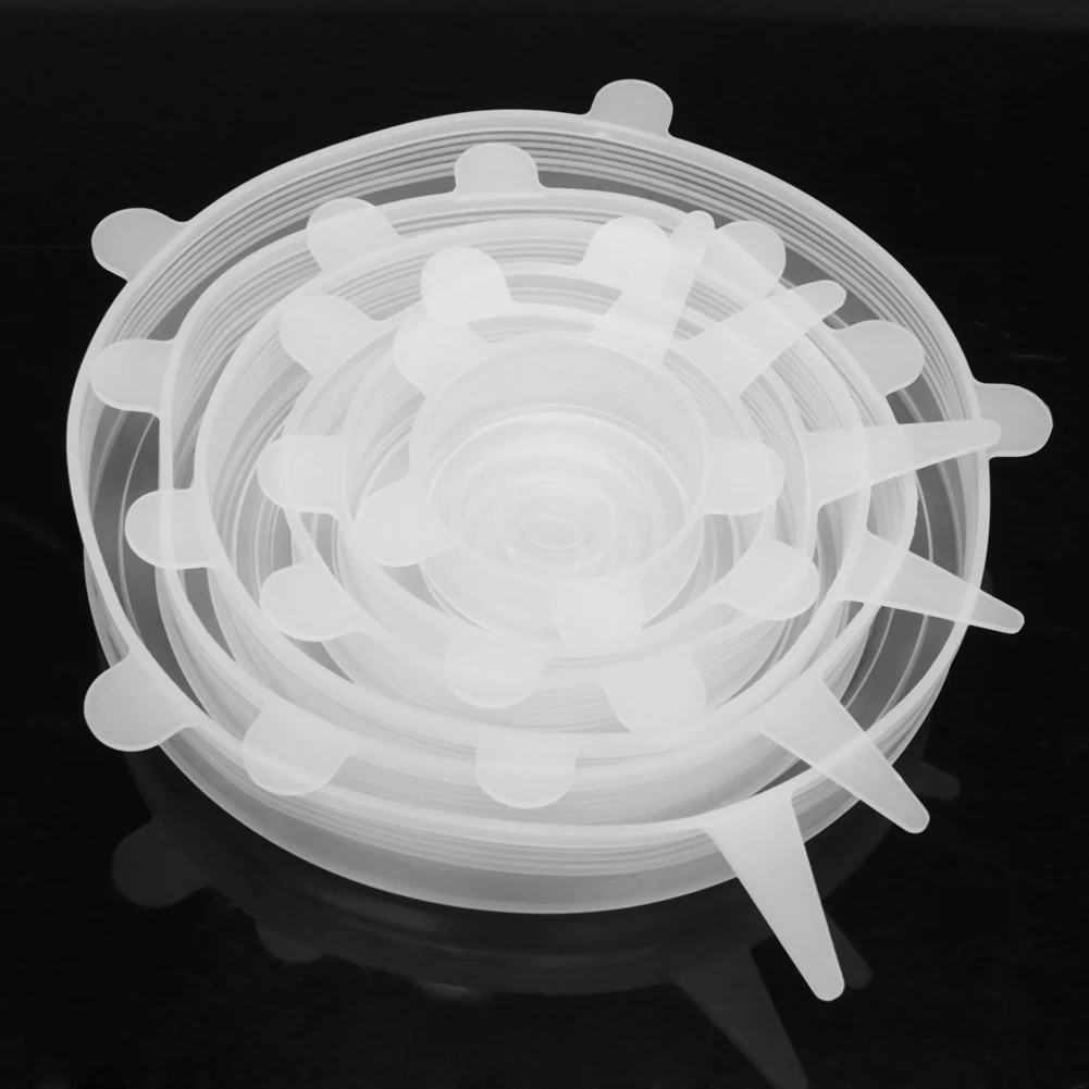 Silicone preservation cover 1/5pcs Silicone Preservation Cover Reusable Airtight Food Universal Dish Stretch Round Lids Food Grade Storage Covers For Kitchen