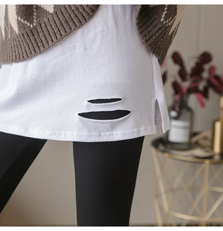 Spring and autumn thin leggings with skirts fake two large size fat MM increase plus fat female small culottes to wear together white leggings