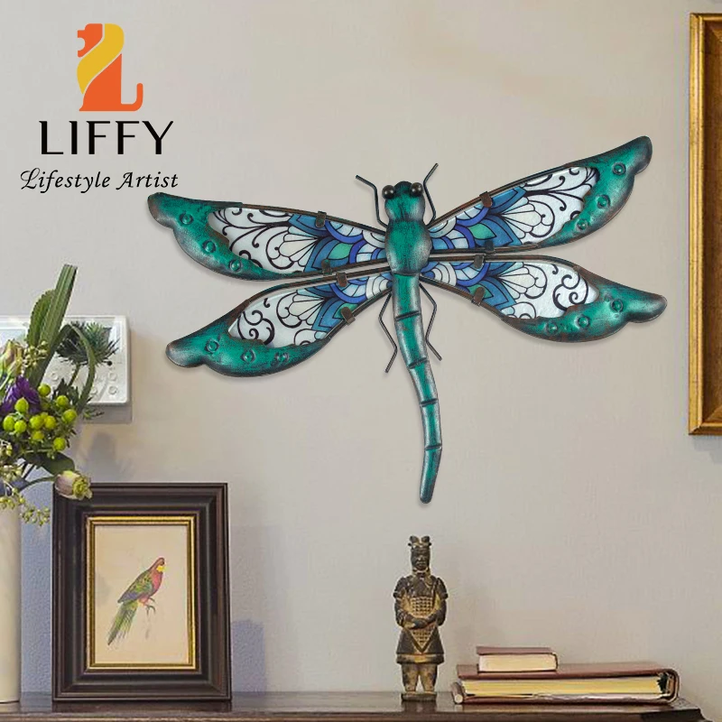 MetalDragonflyWallDecorHandcraftedGlassWallArtSuitablefor