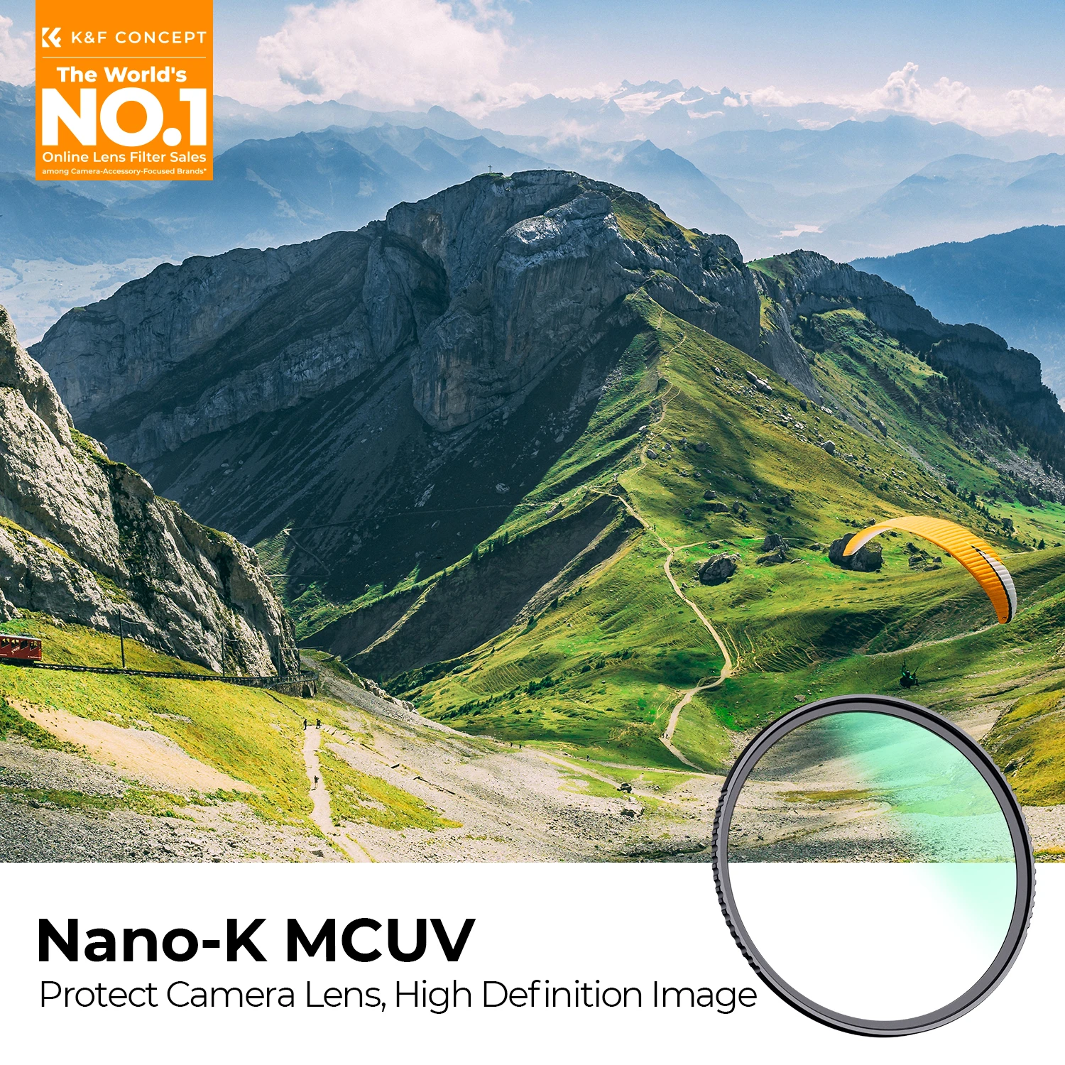Vue rapprochée du filetage du filtre MCUV 49-55mm, qualité optique premium pour appareil photo.