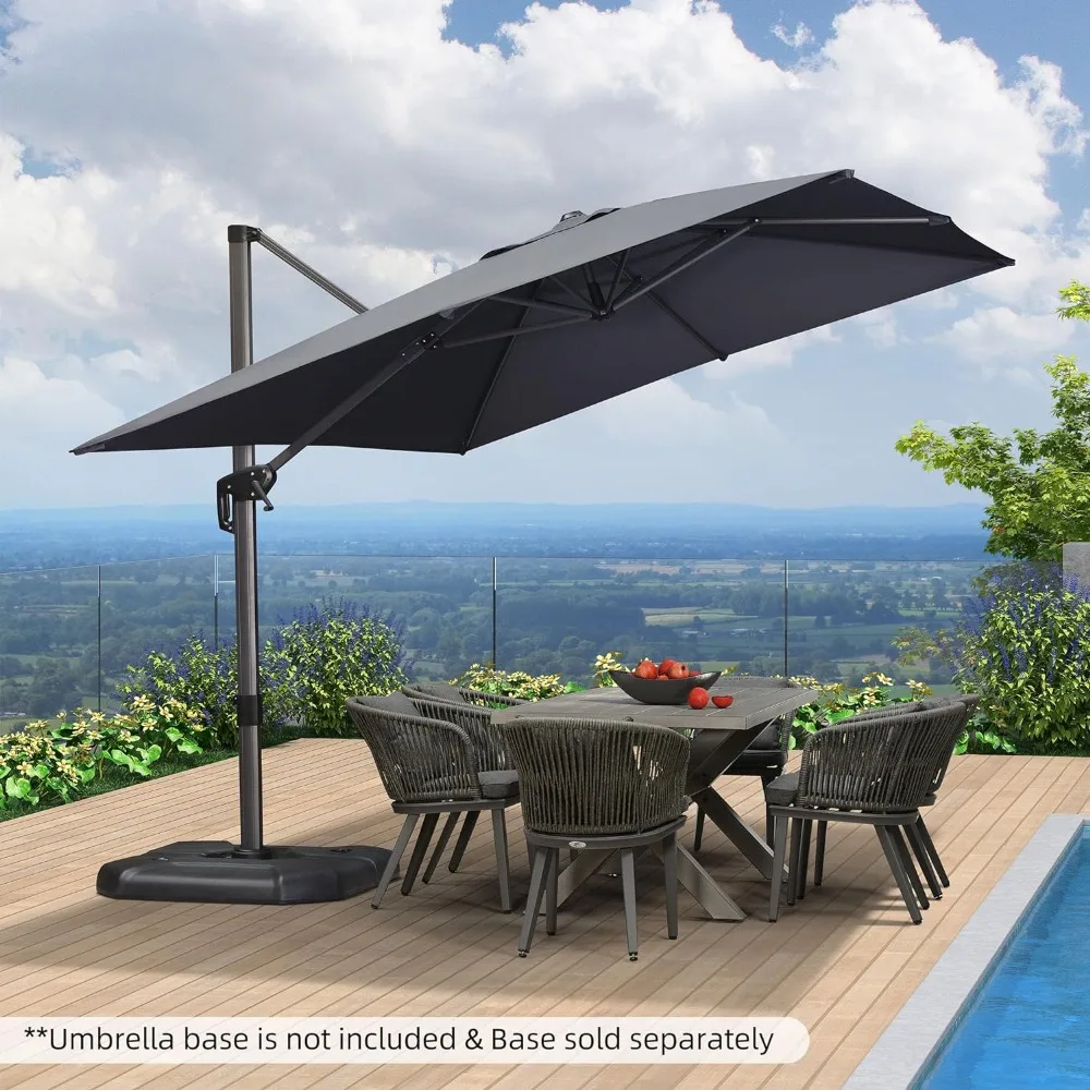 

9' X 11.5' Patio Umbrella, Outdoor Cantilever Rectangle Umbrellas, Aluminum Offset Umbrella with 360-degree Rotation