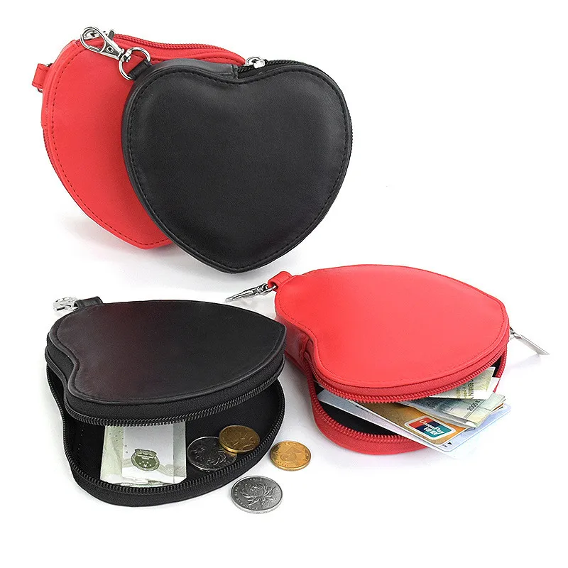 Women's Heart Shape Small Coin Wallets PU Leather Zipper Key Ring Tassels  Card Holder Mini Purse Cute Portable Female Clutch Bag - AliExpress