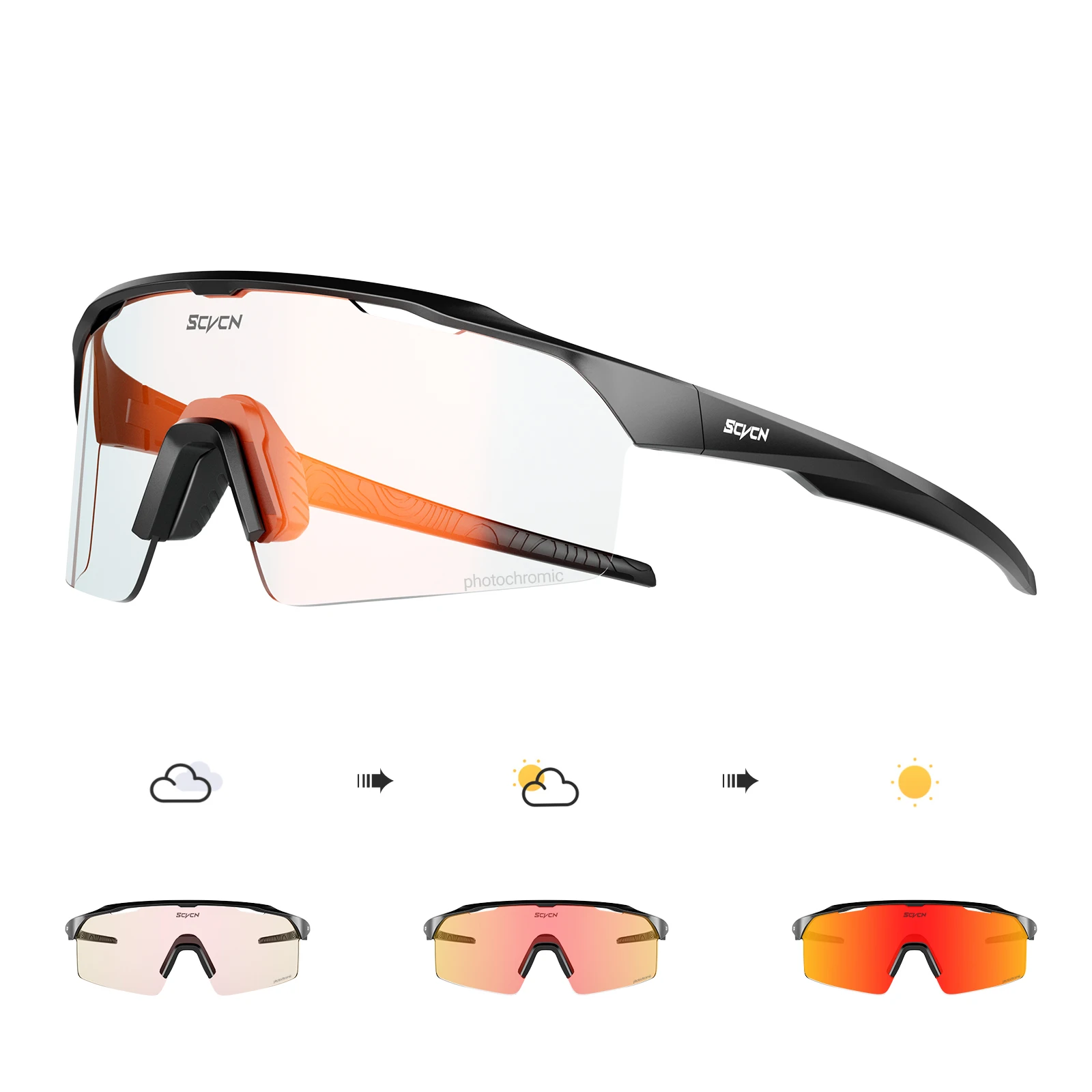 SCVCN Photochromic Sunglasses for men Cycling Glasses MTB Bike Sunglasses Sports Glasses Eyewear Bicycle UV400 Protection Women