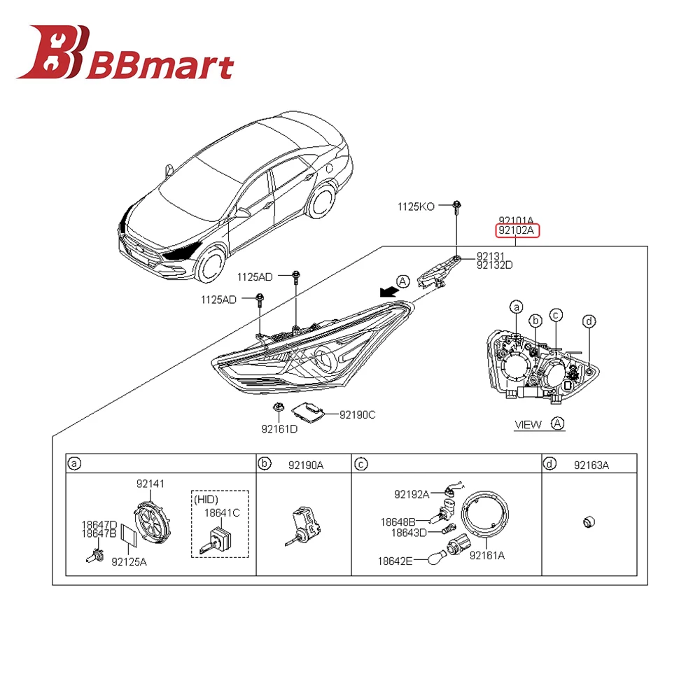 

92102-B3120 BBmart Auto Parts 1 Pcs Head Light LED Headlamp Right For Hyundai Mistra 17 Wholesale Price Car Accessories