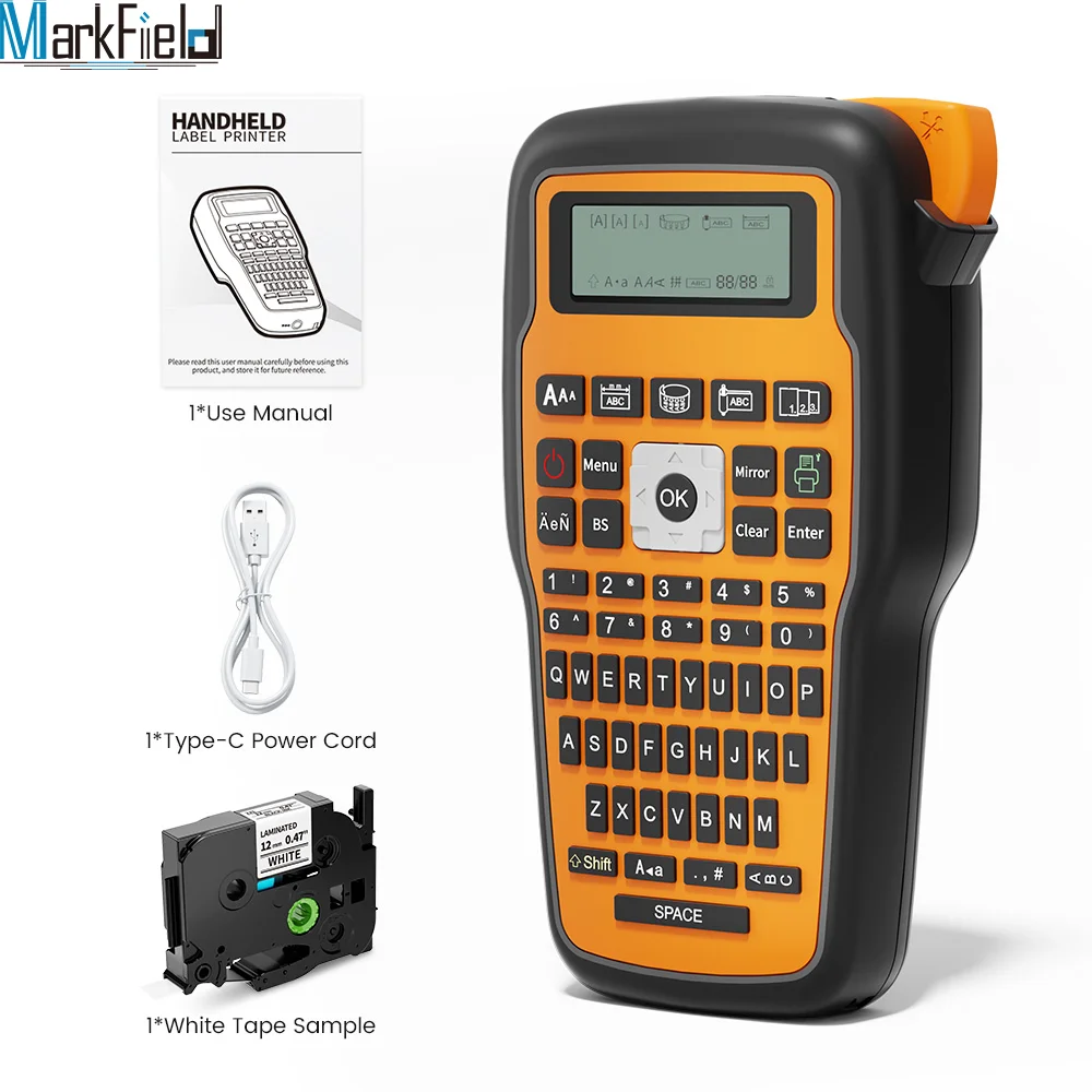 מדפסת תוויות ניידת E1000 PRO 203dpi תואמת למכונת תוויות Brother TZe231 HSE231 FX231 6-12mm תעשייתית