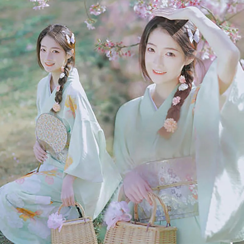 Japanese Kimono Women Fashion National Floral Yukata Clothes Cosplay Shirt Blouse Summer Beach Photography