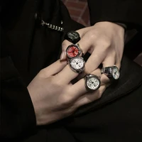 Vintage Punk Quartz Finger Pocket Watch Ring for Women Men Goth Clock Rings Digital Watch Elastic Stretchy Rings Jewelry Gift 2