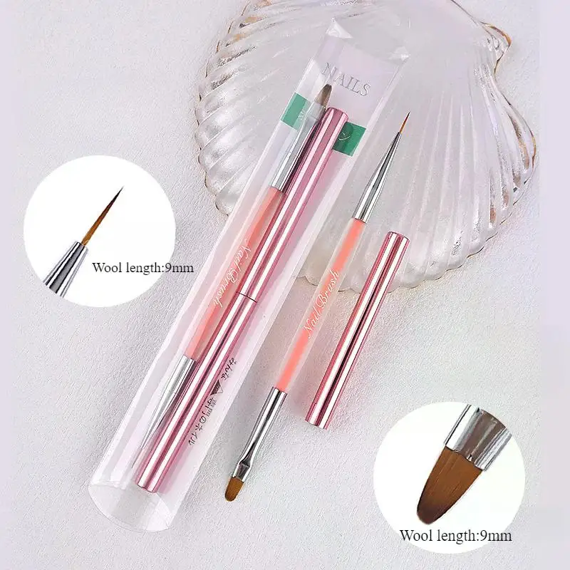 Double-end Crystal Handle Construct Pen Shape Lay Glue Nail Brush Painting Gel Brush Light Therapy Pen Draw Line Drawing Pens